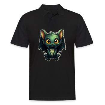 Bat Halloween I Cartoon Cute Bat - Männer Poloshirt - Schwarz - Vorne - Kai (181cm)