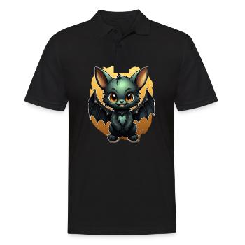 Bat Halloween I Cartoon Cute Bat - Männer Poloshirt - Schwarz - Vorne - Kai (181cm)