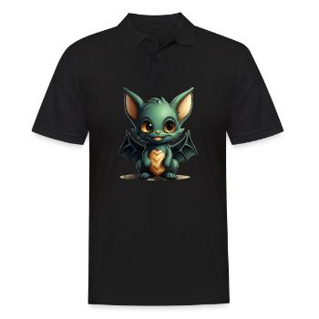 Bat Halloween I Cartoon Cute Bat - Männer Poloshirt - Schwarz - Vorne - Kai (181cm)
