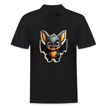 Bat Halloween I Cartoon Cute Bat - Männer Poloshirt - Schwarz - Vorne - Kai (181cm)