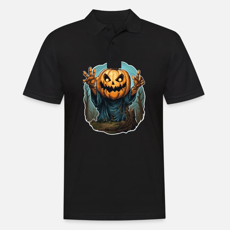 Halloween Emerging Hands Spooky Pumpkin - Männer Poloshirt - Schwarz