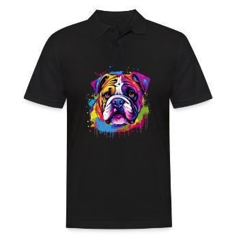 English Bulldog Pop Art I Dog Lover I Splash Art - Men's Polo Shirt - black - Front - Kai (181cm)
