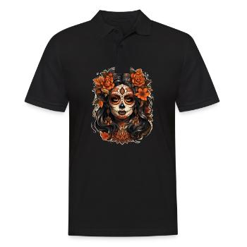 Day Of The Dead I Sugar Skull I Dia De Los Muertos - Männer Poloshirt - Schwarz - Vorne - Kai (181cm)