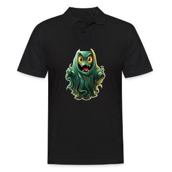 Ghost Lover Cartoon Style Halloween Ghost Spooky - Männer Poloshirt - Schwarz - Vorne - Kai (181cm)