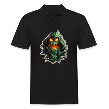 Ghost Lover Cartoon Style Halloween Ghost Spooky - Männer Poloshirt - Schwarz - Vorne - Kai (181cm)