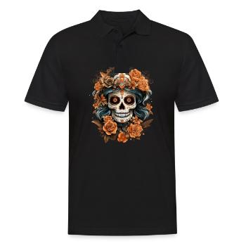 Day Of The Dead I Sugar Skull I Dia De Los Muertos - Men's Polo Shirt - black - Front - Kai (181cm)