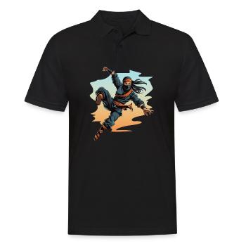 Charming Ninja Fighter I Ninja Girl I Ninja - Männer Poloshirt - Schwarz - Vorne - Kai (181cm)