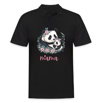 Panda Lover I Mama Panda And Cub Mother's Day - Männer Poloshirt - Schwarz - Vorne - Kai (181cm)