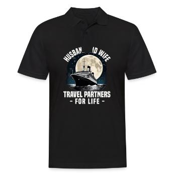 Husband And Wife Cruising Cruise Ship Vacation - Men's Polo Shirt - black - Front - Kai (181cm)