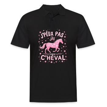 J'Peux Pas J'Ai Cheval - Rose - Polo Homme - noir - Devant - Kai (181cm)