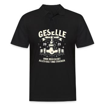 Azubi Ausbildung bestandene Gesellenprüfung 2025 - Männer Poloshirt - Schwarz - Vorne - Kai (181cm)