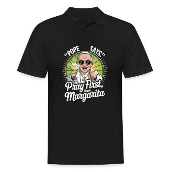 Papst und Margarita - Männer Poloshirt - Schwarz - Vorne - Kai (181cm)