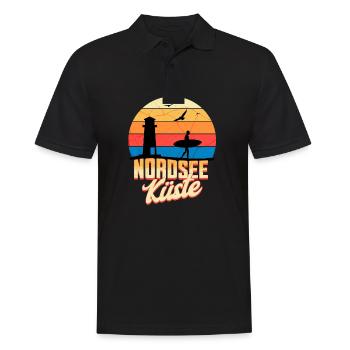 Nordsee Küste – Wellen, Wind und Freiheit - Männer Poloshirt - Schwarz - Vorne - Kai (181cm)