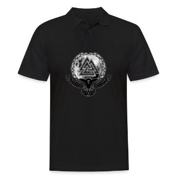 Rabe Valknut Vollmond - Männer Poloshirt - Schwarz - Vorne - Kai (181cm)