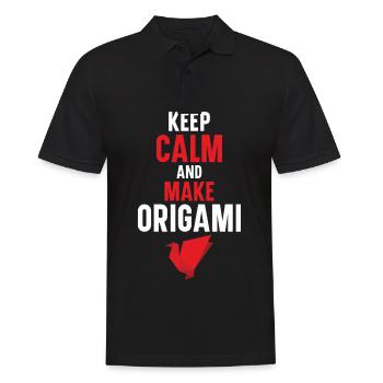 Restez calme et faites du papier origami japonais - Polo Homme - noir - Devant - Kai (181cm)