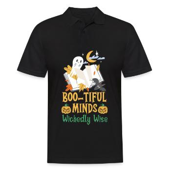 Boo-tiful Minds Wickedly Wise Teacher Halloween - Polo Homme - noir - Devant - Kai (181cm)