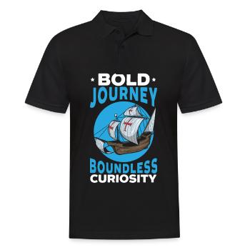 Bold voyages Boundless curiosity Columbus Day - Men's Polo Shirt - black - Front - Kai (181cm)