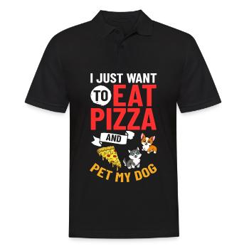 Pizza Nourriture pour chiens Pizzeria Chiots italiens - Polo Homme - noir - Devant - Kai (181cm)