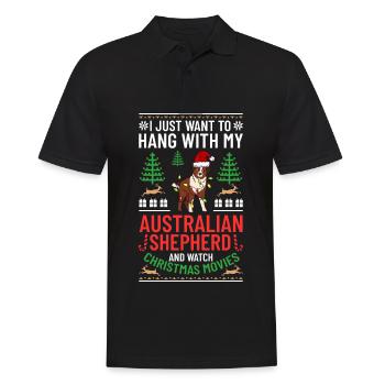 Australian Shepherd Weihnachten Hund Welpe - Männer Poloshirt - Schwarz - Vorne - Kai (181cm)