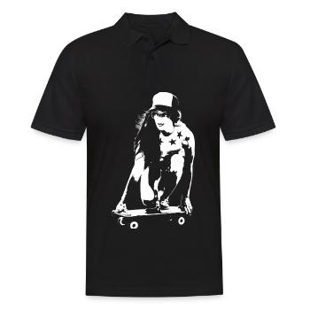 Skater Girl rolling Street Art - Polo Homme - noir - Devant - Kai (181cm)