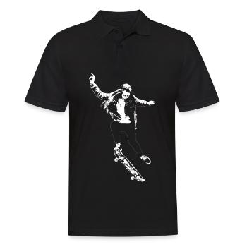 Skate Girl Kickflip Street Art - Polo Homme - noir - Devant - Kai (181cm)