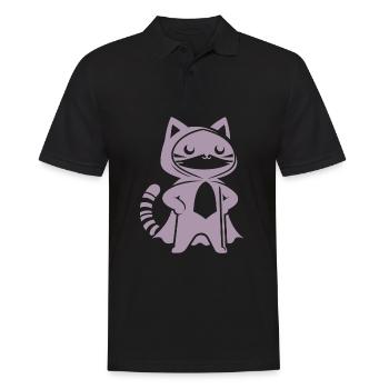 Superhero Cat Silhouette Cloak Minimalist - Men's Polo Shirt - black - Front - Kai (181cm)