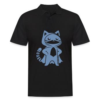 Superhero Cat Silhouette Cloak Minimalist - Men's Polo Shirt - black - Front - Kai (181cm)