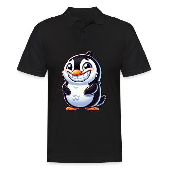 mignon pingouin dessin animé sourire rire joie - Polo Homme - noir - Devant - Kai (181cm)