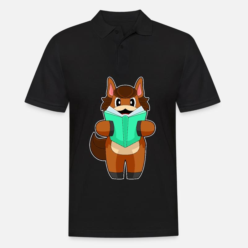 Pferd Buch - Männer Poloshirt - Schwarz