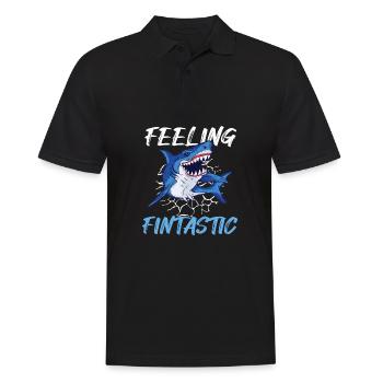 Fintastic Haifisch Lustig - Männer Poloshirt - Schwarz - Vorne - Kai (181cm)