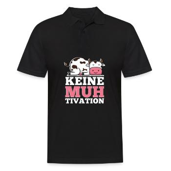 Keine Muh Tivation Lustiges Kuh - Männer Poloshirt - Schwarz - Vorne - Kai (181cm)