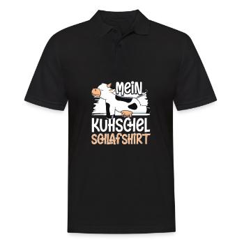 Kuh schel Schlafshirt Kuhmotiv Kuhschel Schlaf - Männer Poloshirt - Schwarz - Vorne - Kai (181cm)