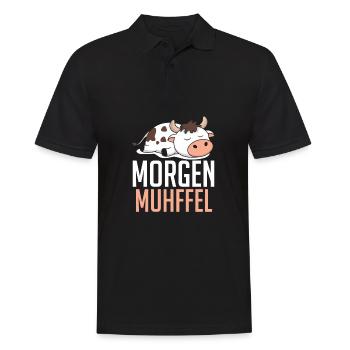 Kuh Morgen Muhffel Lustiges Kuh - Männer Poloshirt - Schwarz - Vorne - Kai (181cm)
