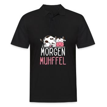 MUHffel Morgenmuffel Kuh Muh - Männer Poloshirt - Schwarz - Vorne - Kai (181cm)