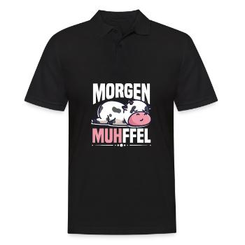 Morgenmuffel Kuh Motiv MUHffel - Männer Poloshirt - Schwarz - Vorne - Kai (181cm)