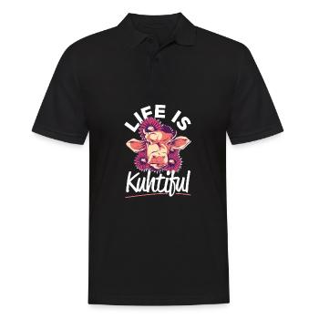 Life Is KUHtiful Coole Kuh - Männer Poloshirt - Schwarz - Vorne - Kai (181cm)