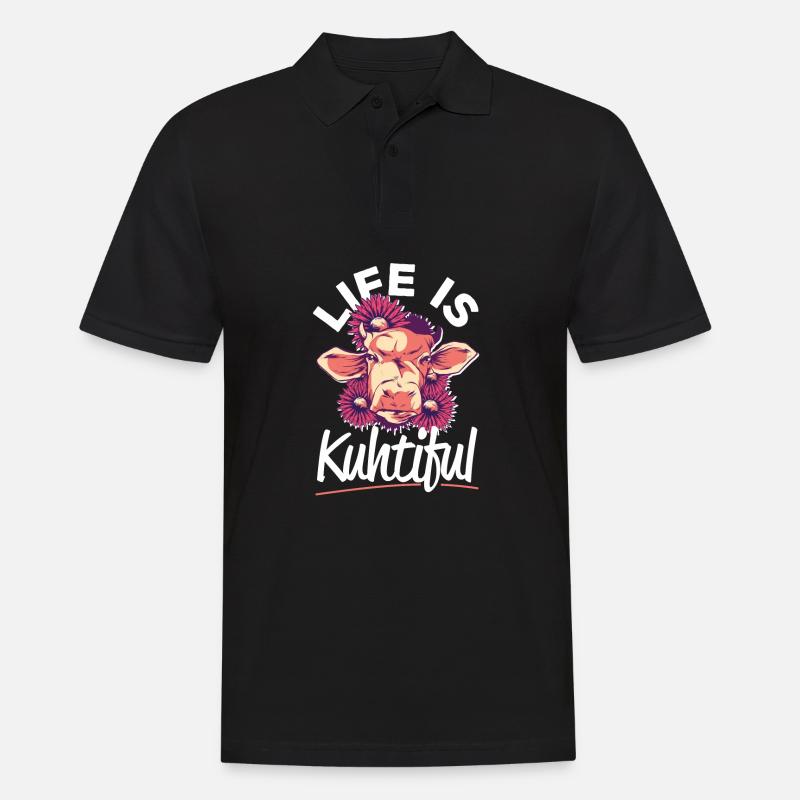 Life Is KUHtiful Coole Kuh - Männer Poloshirt - Schwarz