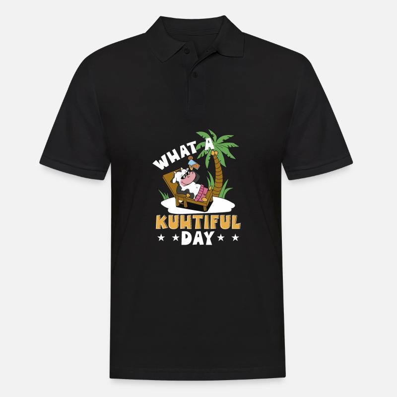 Kuh Spruch - What A Kuhtiful Day - Männer Poloshirt - Schwarz