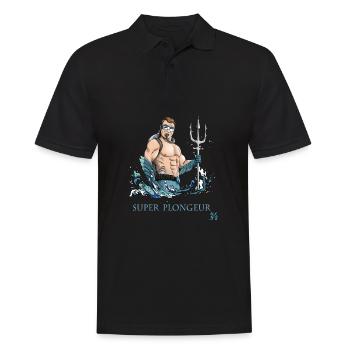 superhéro plongée sous marine : SUPER PLONGEUR - Polo Homme - noir - Devant - Kai (181cm)