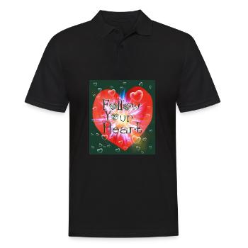 Folge deinem Herzen - Männer Poloshirt - Schwarz - Vorne - Kai (181cm)