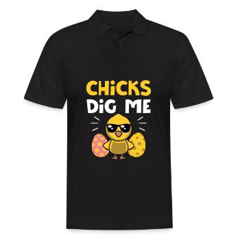 Küken graben mich Männer Jungen Lustige Osterei Jagd - Männer Poloshirt - Schwarz - Vorne - Kai (181cm)