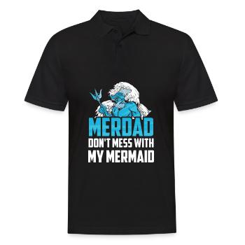 Merdad Meerjungfrau Papa Lustiges Vatertagshemd für - Männer Poloshirt - Schwarz - Vorne - Kai (181cm)