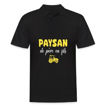 Tracteur paysan de père en fils agriculteur - Polo Homme - noir - Devant - Kai (181cm)