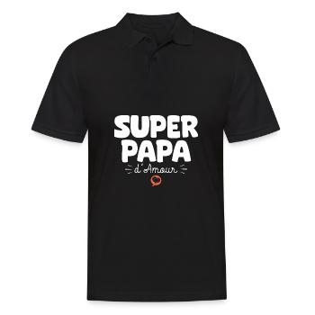 Papa drôle Fête des Pères Super papa d'amour - Polo Homme - noir - Devant - Kai (181cm)