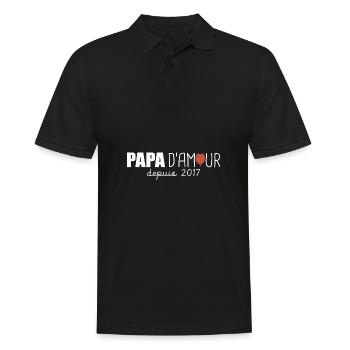 papa amour depuis 2017 cadeau fete papa - Polo Homme - noir - Devant - Kai (181cm)