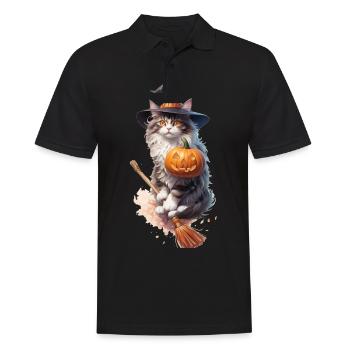 Chat des forêts norvégiennes - Polo Homme - noir - Devant - Kai (181cm)