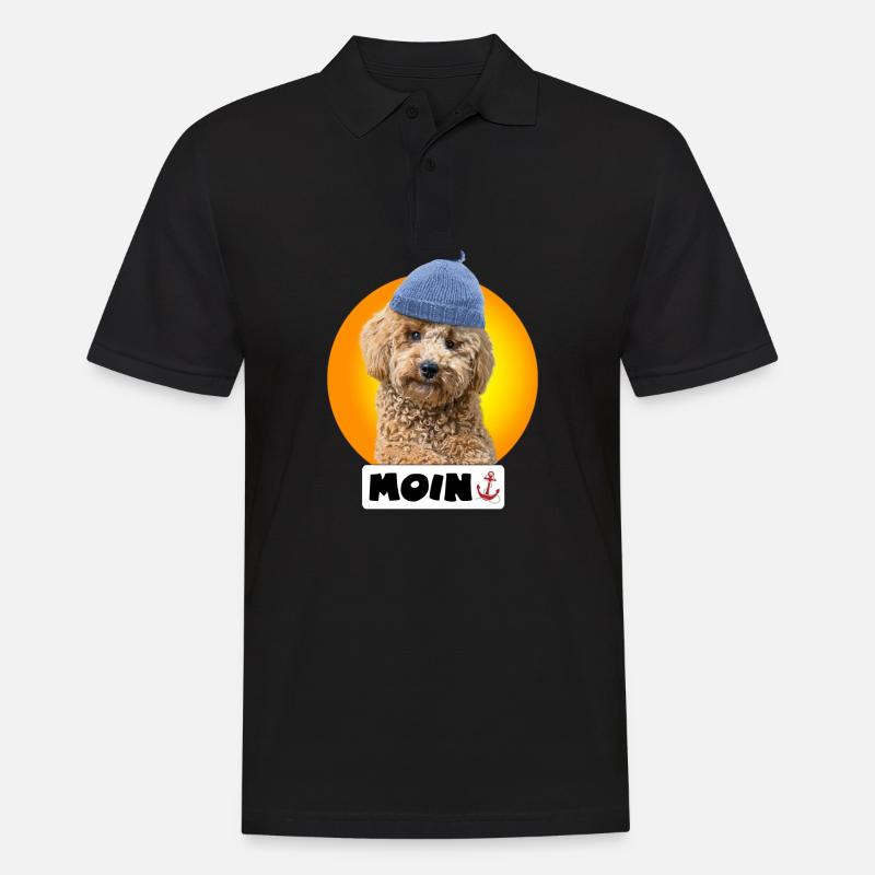 Pudel mit Pudelmütze "Moin" - Männer Poloshirt - Schwarz