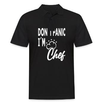 Pas de panique, je suis chef, cuisinier, chapeau de chef, cadeau - Polo Homme - noir - Devant - Kai (181cm)