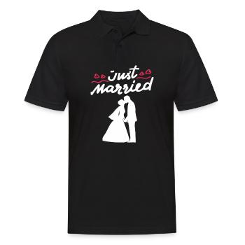 Cadeau de mariage de couple de mariage juste marié - Polo Homme - noir - Devant - Kai (181cm)