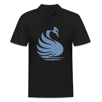 Elegante Schwan-Silhouette: Anmut auf dem Wasser - Männer Poloshirt - Schwarz - Vorne - Kai (181cm)